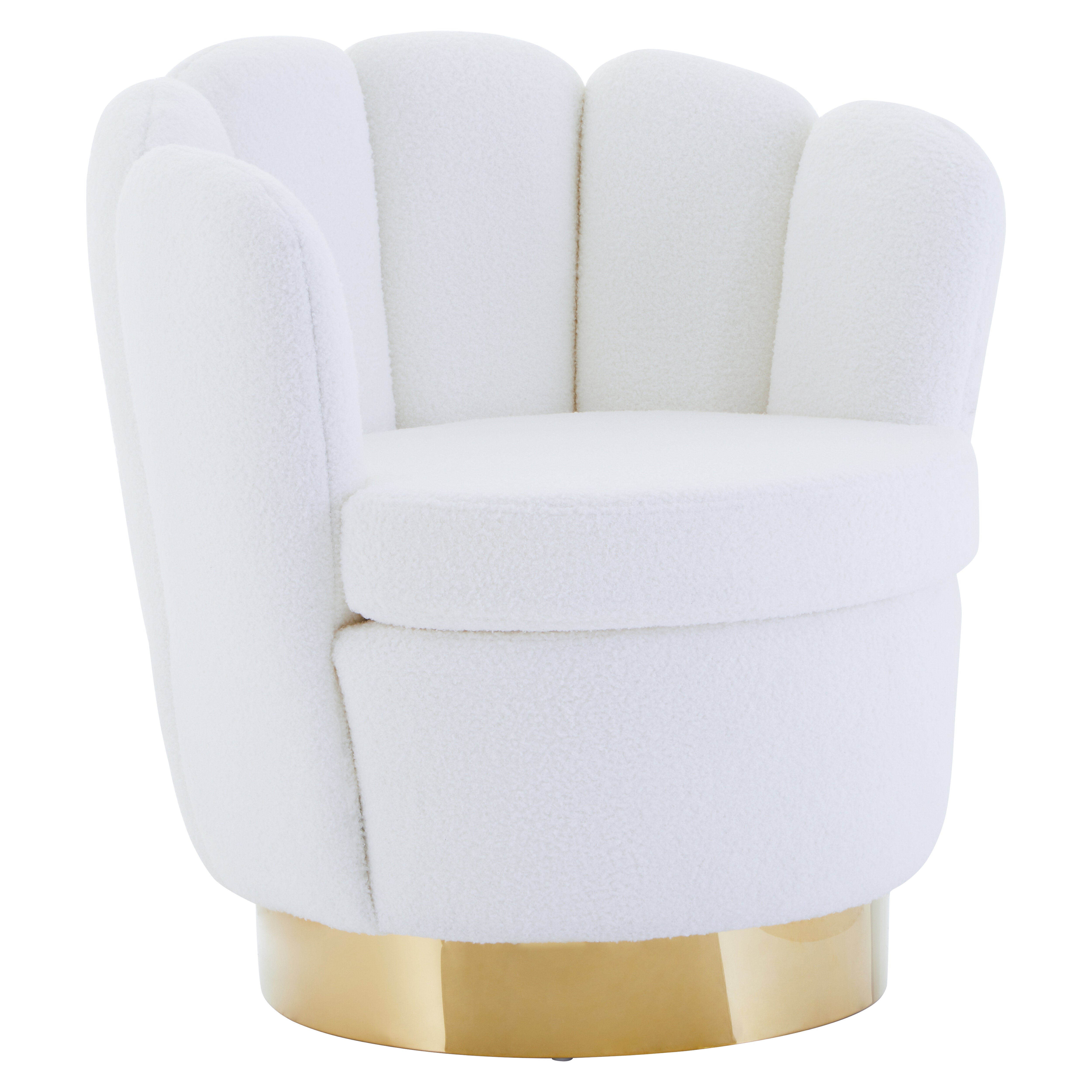 Alcoa Off White Velvet & Gold Shell Armchair